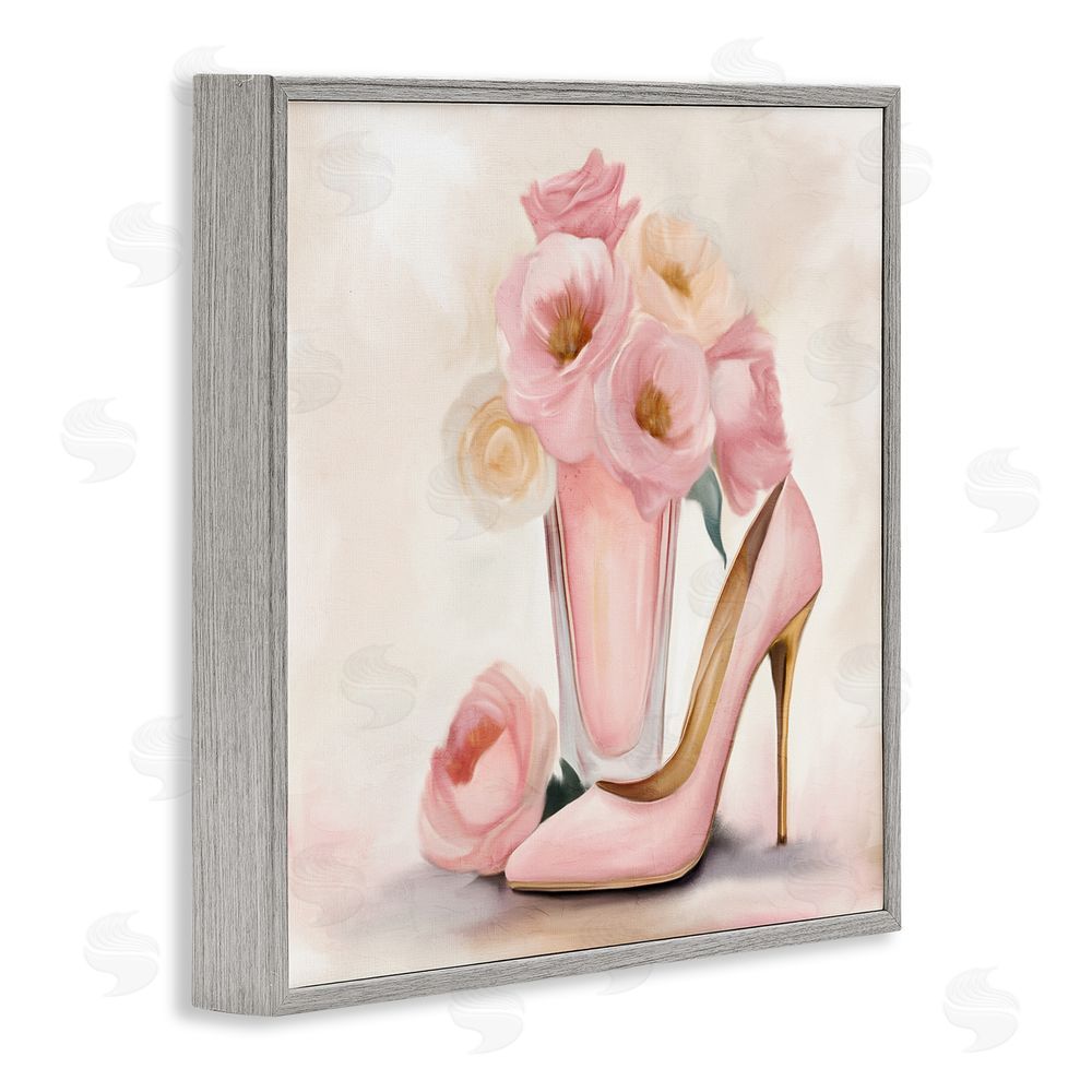 Kim Allen Pink Beauty Bouquet Gray Framed Giclee Wall Art Print