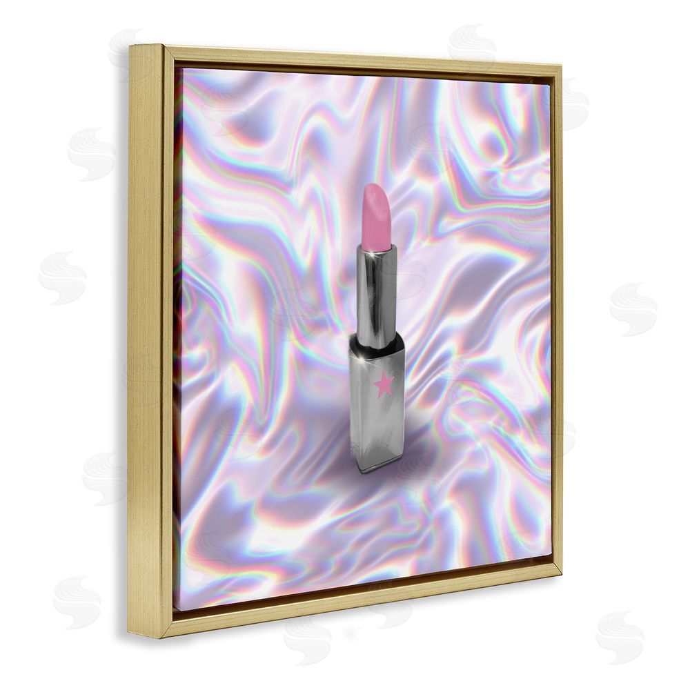 Matthew Piotrowicz Iridescent Icon Lipstick Gold Floating Frame Canvas Wall Art Print