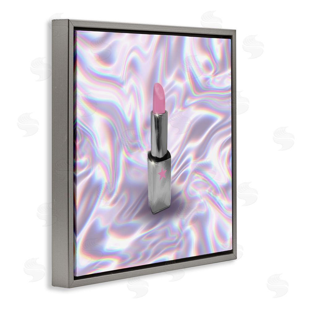 Matthew Piotrowicz Iridescent Icon Lipstick Gray Floating Frame Canvas Wall Art Print
