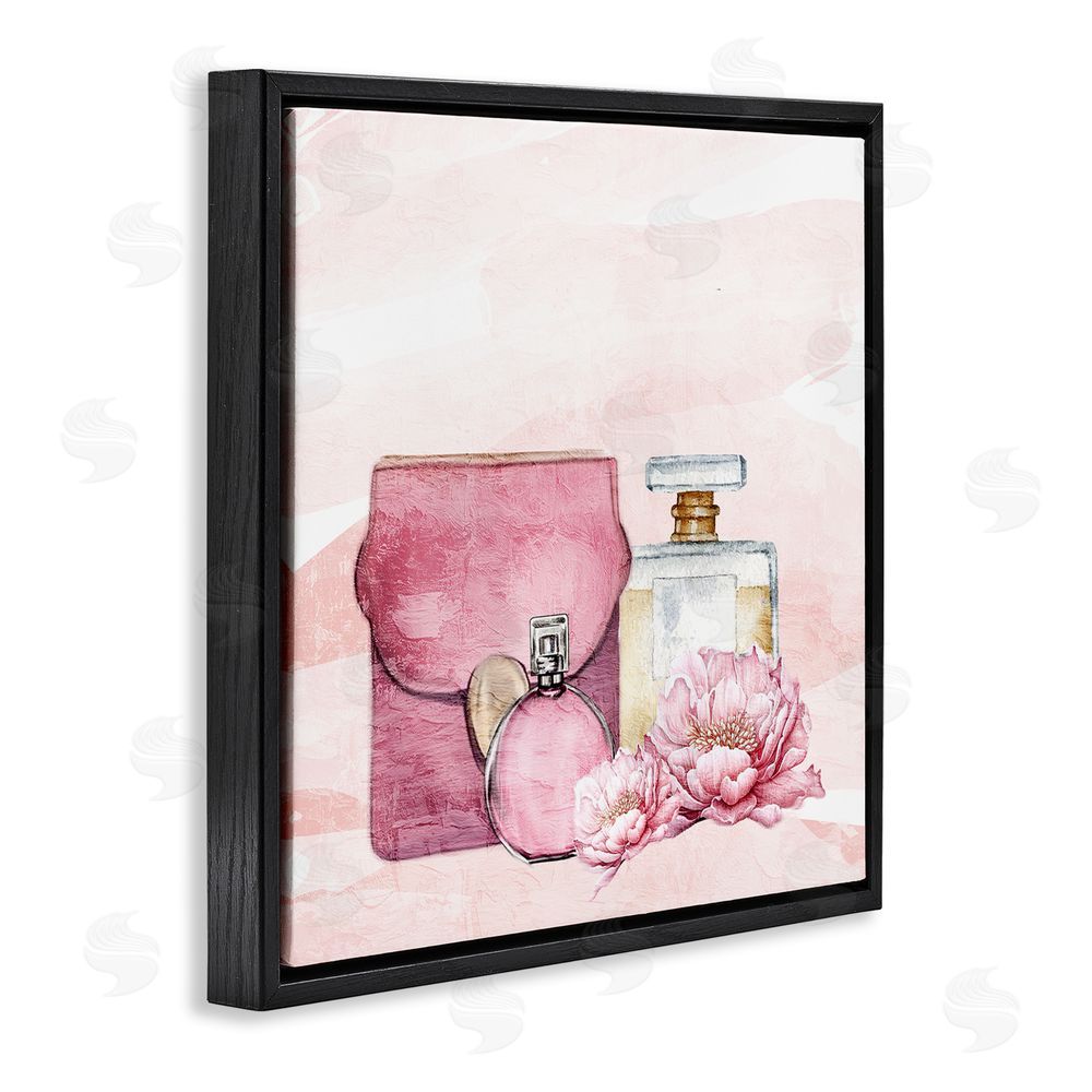 Kim Allen Blush Glam Time Collection Black Floating Frame Canvas Wall Art Print