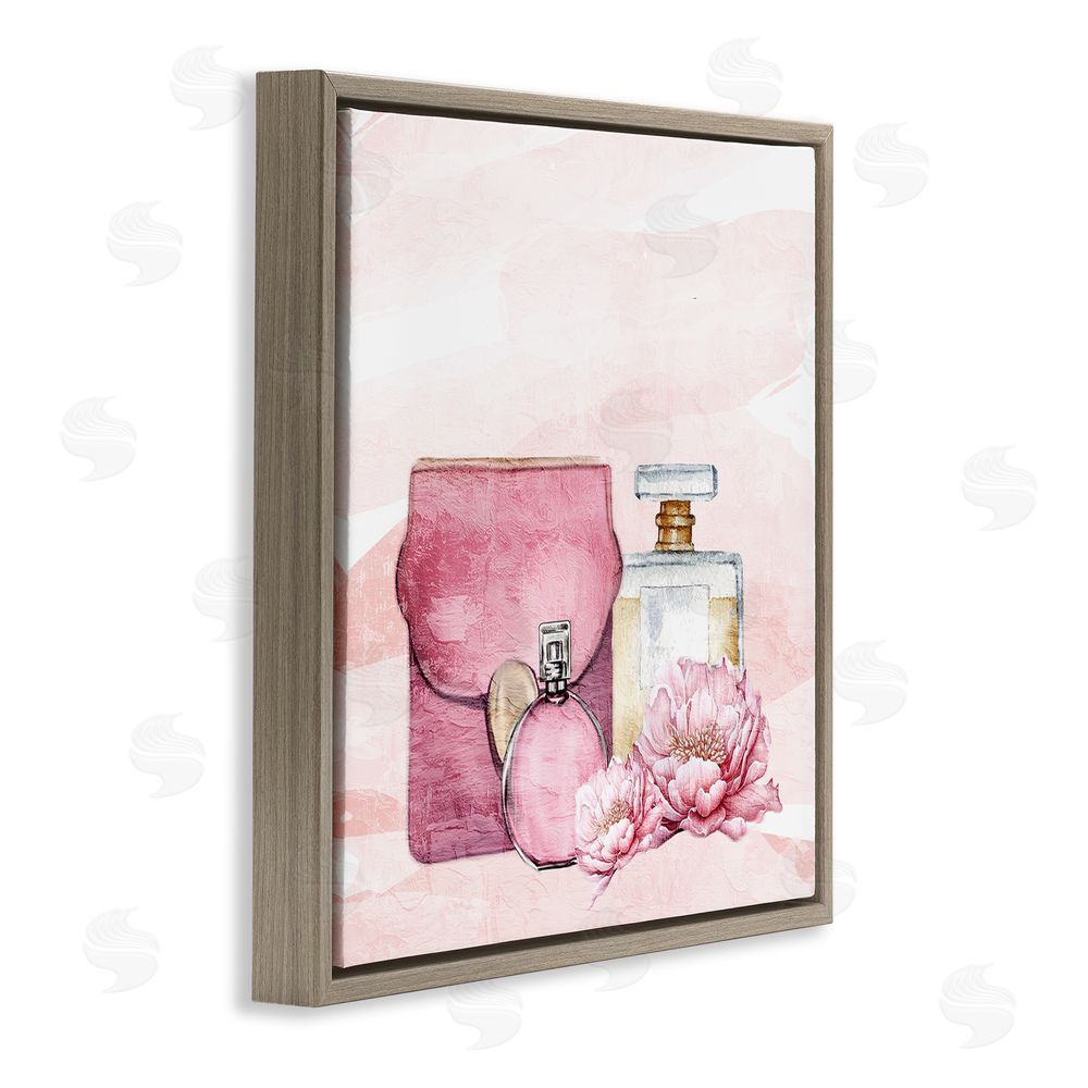 Kim Allen Blush Glam Time Collection Brown Floating Frame Canvas Wall Art Print