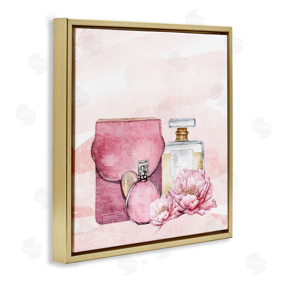 Kim Allen Blush Glam Time Collection Gold Floating Frame Canvas Wall Art Print