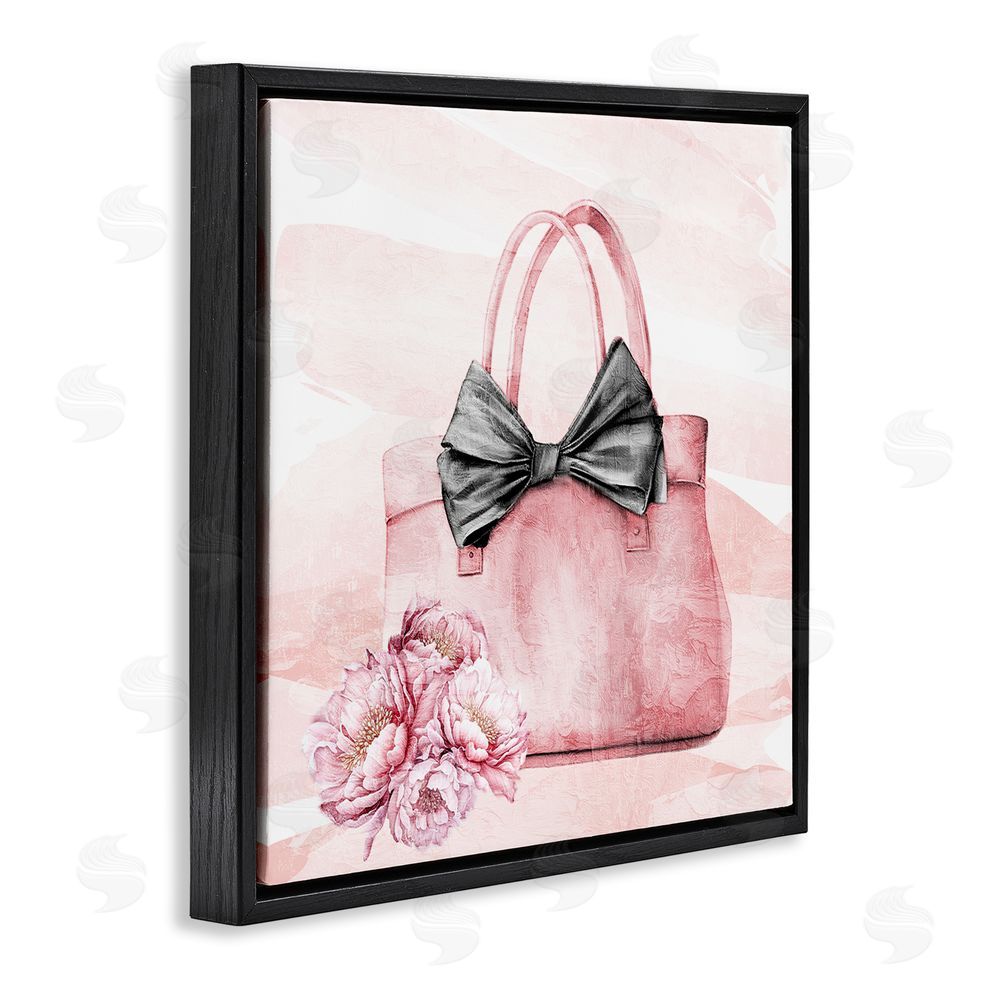 Kim Allen Blush Glam Time Bag Black Floating Frame Canvas Wall Art Print