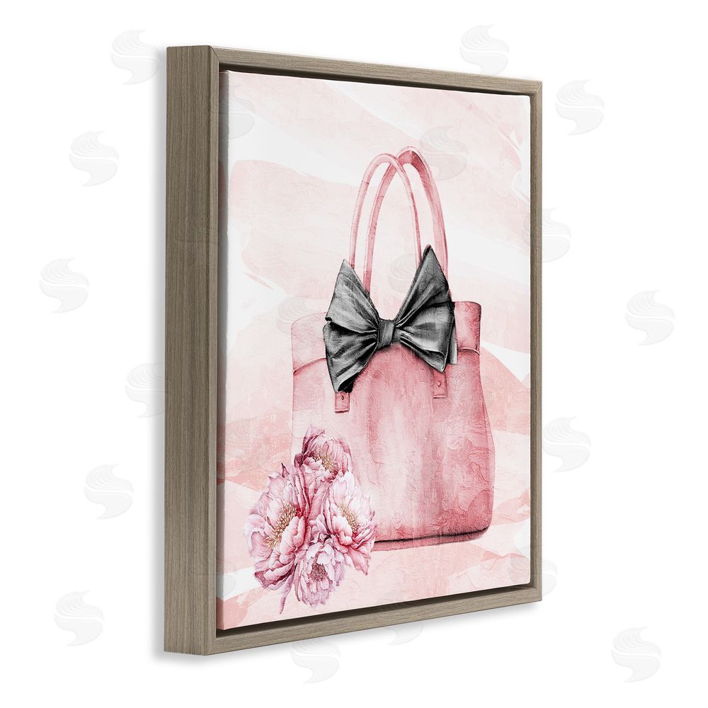 Kim Allen Blush Glam Time Bag Brown Floating Frame Canvas Wall Art Print