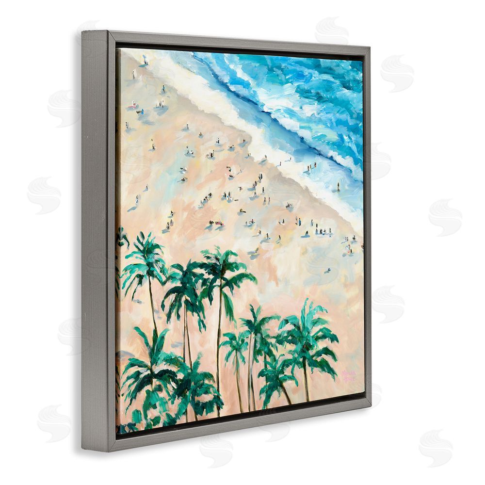 Meredith Howse Waikiki Beach Overview Gray Floating Frame Canvas Wall Art Print