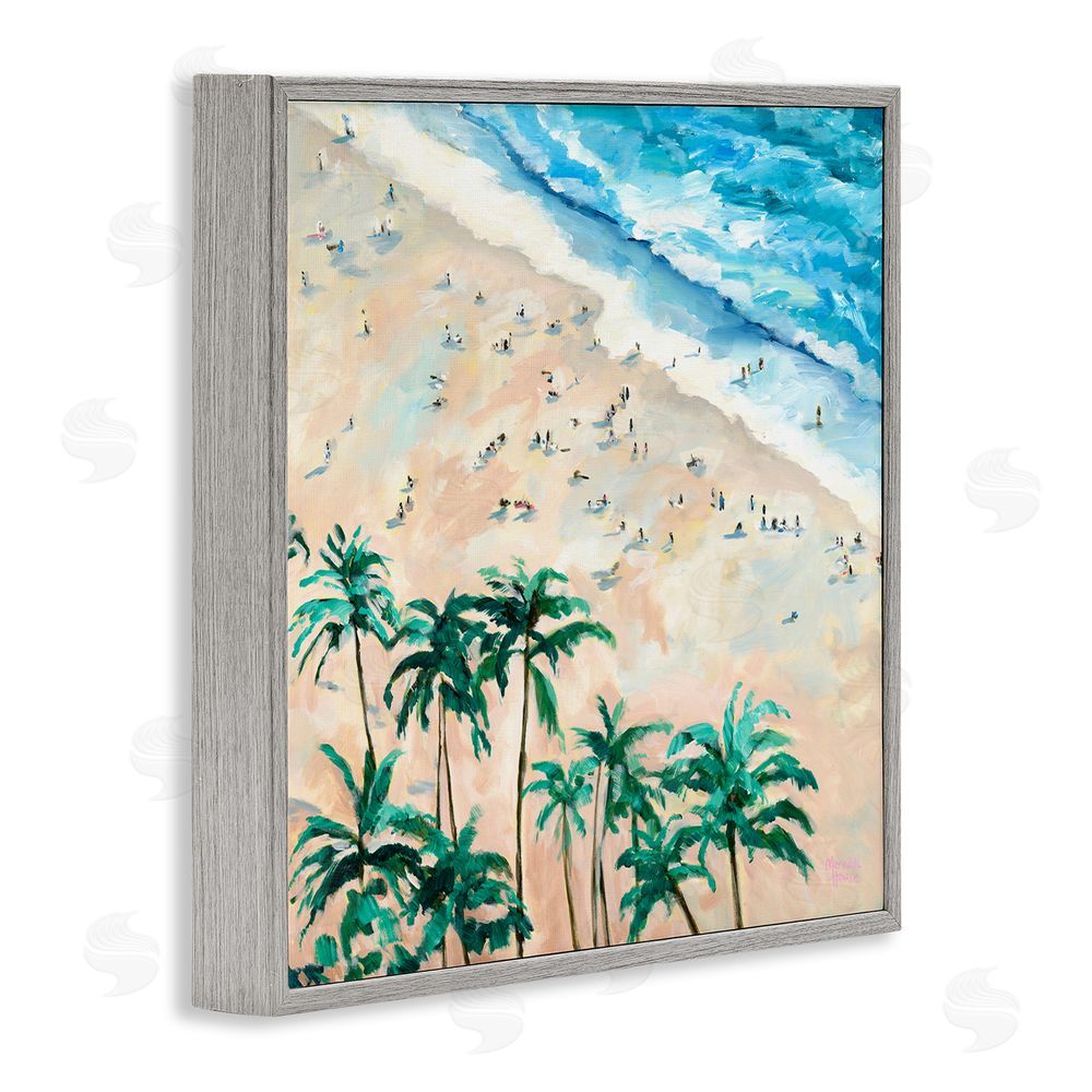 Meredith Howse Waikiki Beach Overview Gray Framed Giclee Wall Art Print