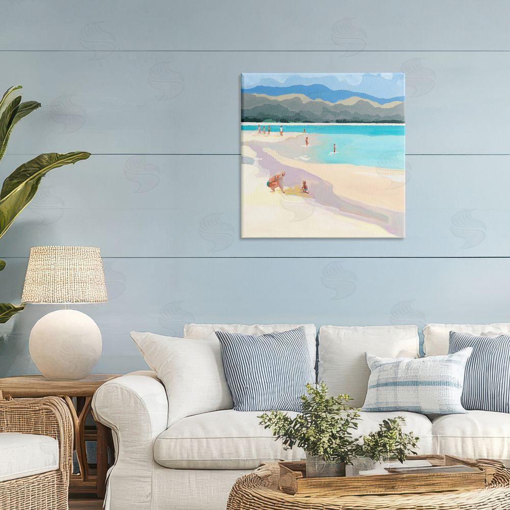 Meredith Howse Mother & Child Beach Scene Stretched Canvas Wall Art in Room