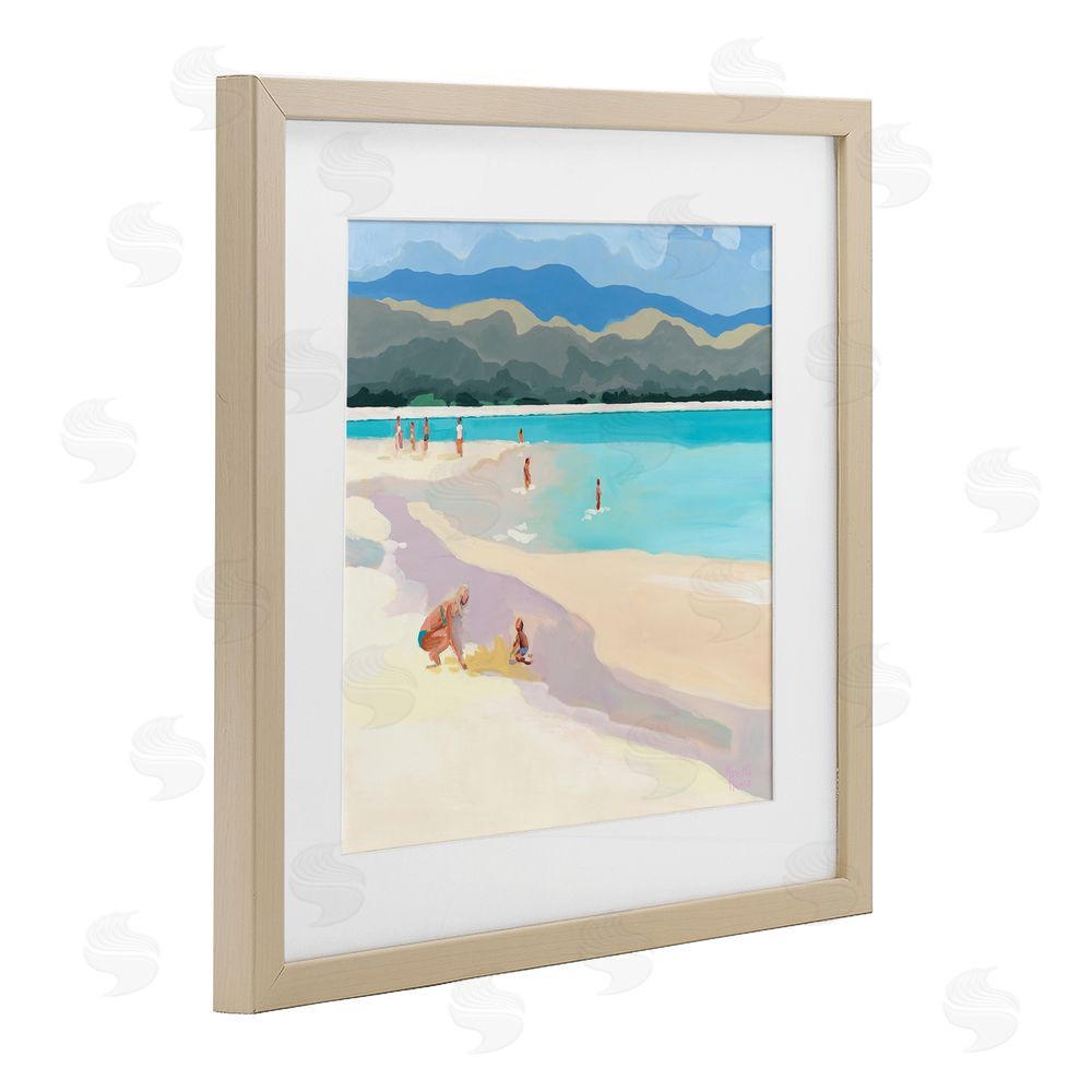 Meredith Howse Mother & Child Beach Scene Brown Framed Print Under Glass Wall Art