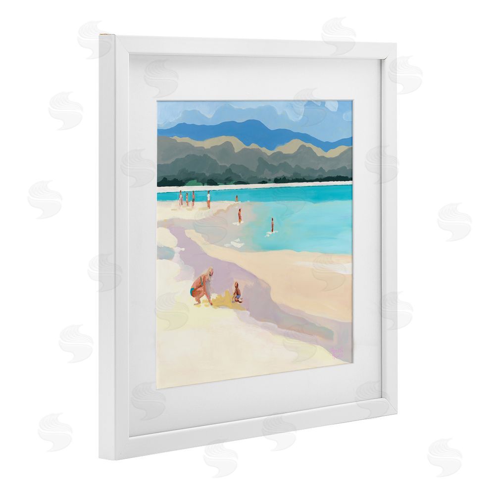 Meredith Howse Mother & Child Beach Scene White Framed Print Under Glass Wall Art