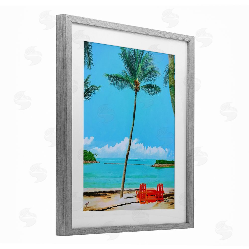 John Jaster Dreaming Of Palm Trees Gray Framed Print Under Glass Wall Art