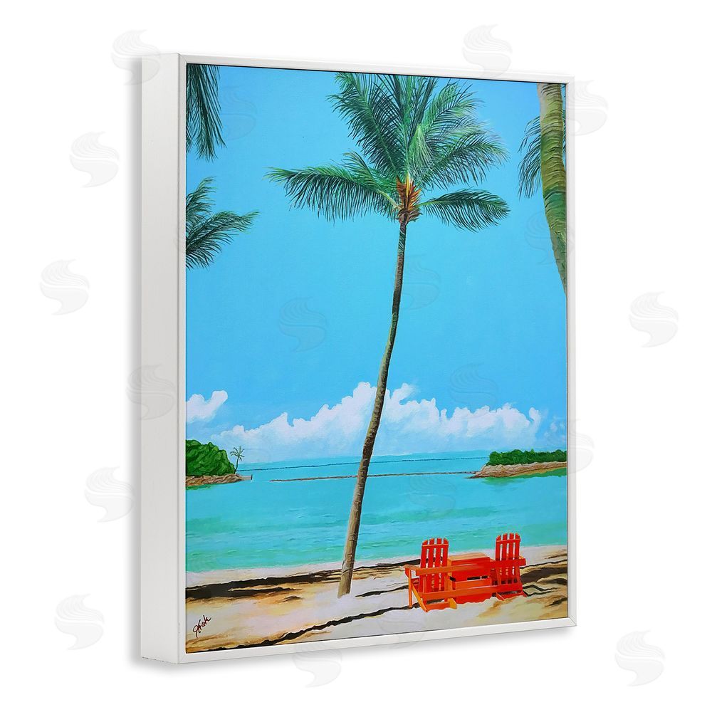 John Jaster Dreaming Of Palm Trees White Framed Giclee Wall Art Print