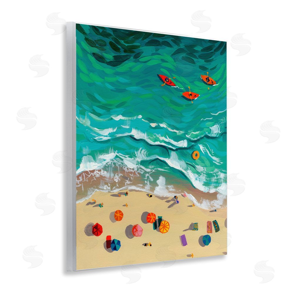 Brook Page Three Kayaks in Turquoise Waves Wooden Wall Plaque Art Print