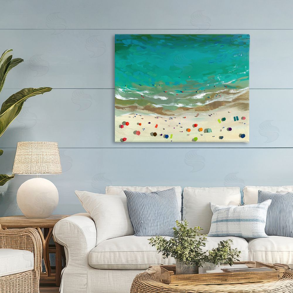 Brook Page Aerial Turquoise Shoreline Stretched Canvas Wall Art in Room
