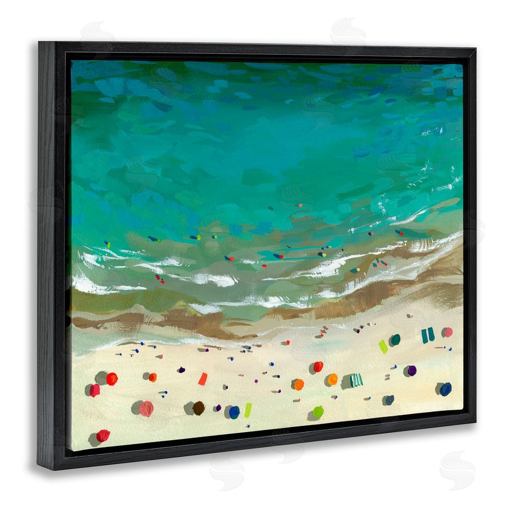 Brook Page Aerial Turquoise Shoreline Black Floating Frame Canvas Wall Art Print