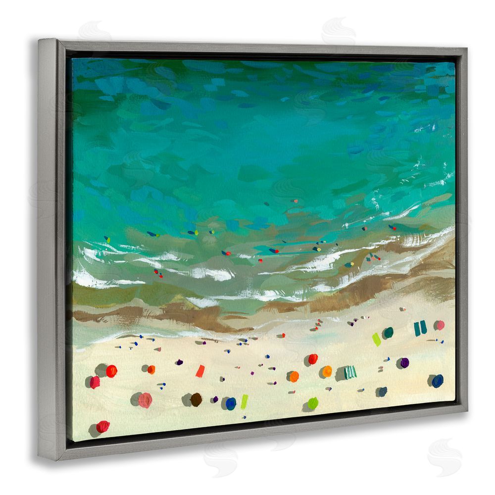 Brook Page Aerial Turquoise Shoreline Gray Floating Frame Canvas Wall Art Print
