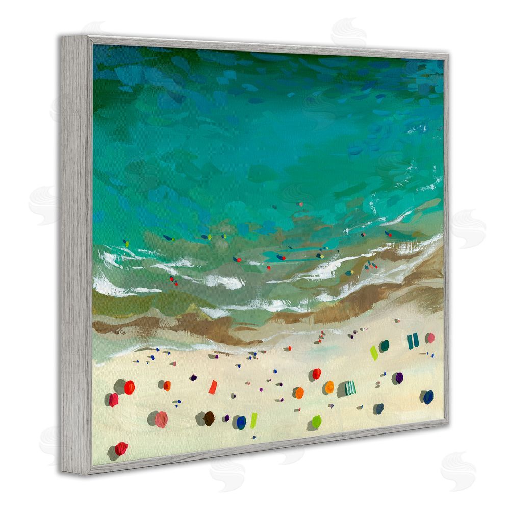 Brook Page Aerial Turquoise Shoreline Gray Framed Giclee Wall Art Print