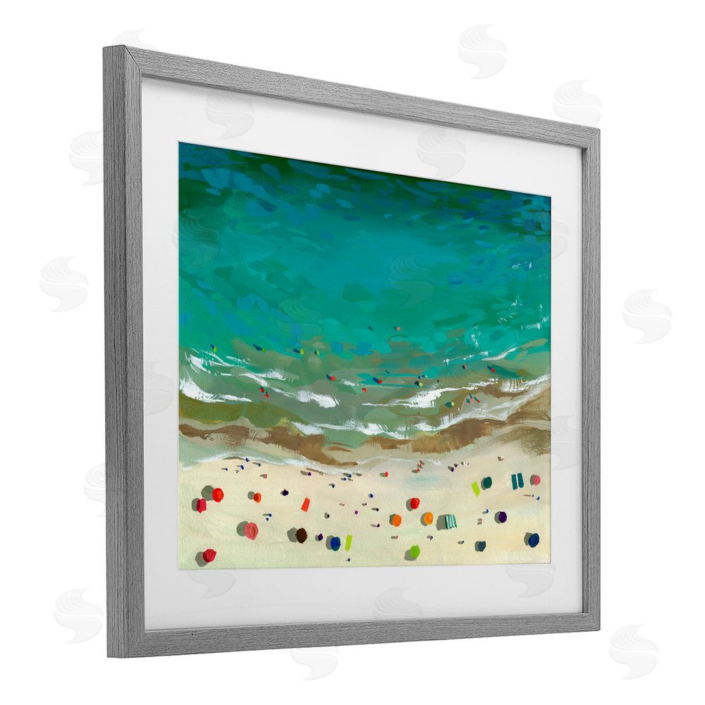 Brook Page Aerial Turquoise Shoreline Gray Framed Print Under Glass Wall Art