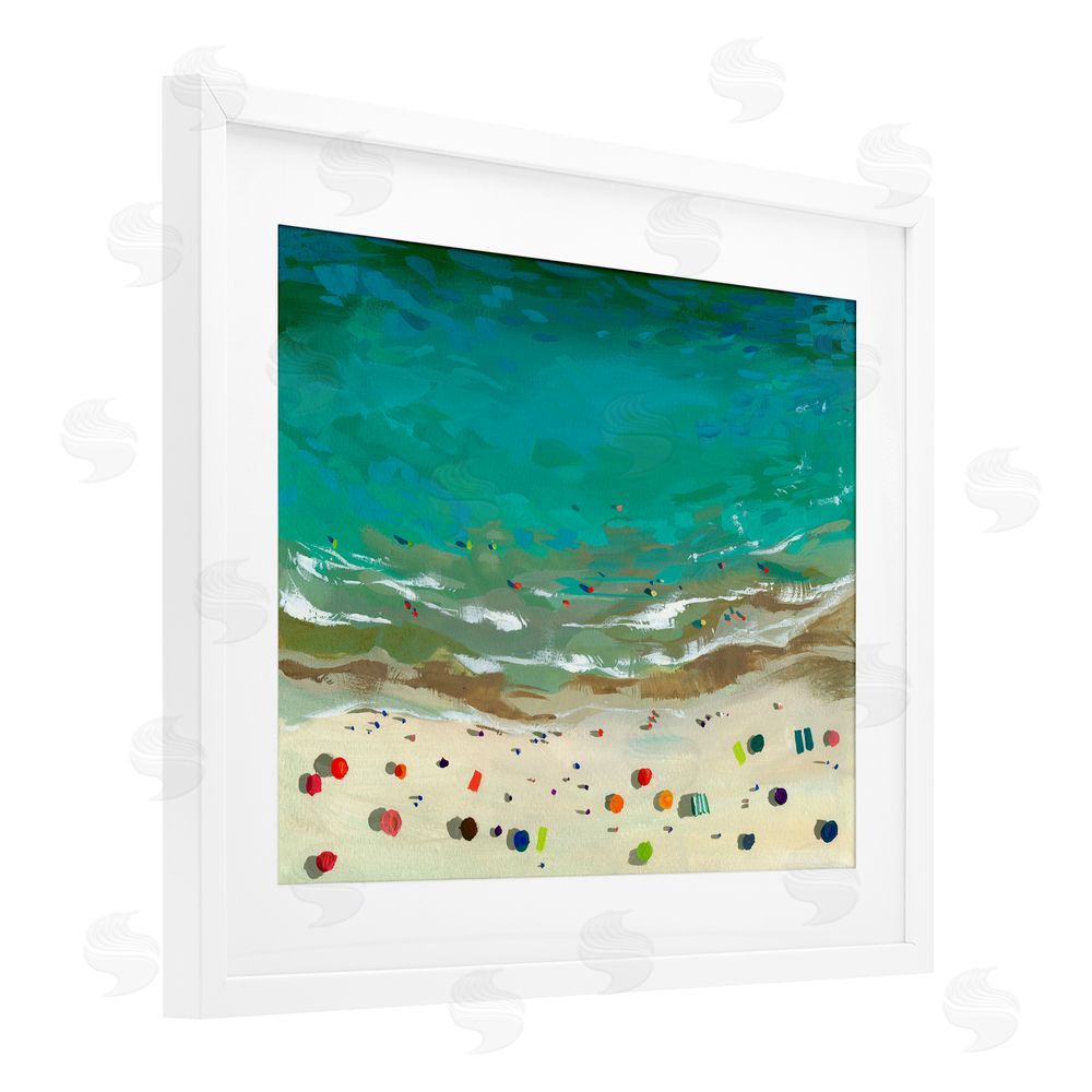 Brook Page Aerial Turquoise Shoreline White Framed Print Under Glass Wall Art