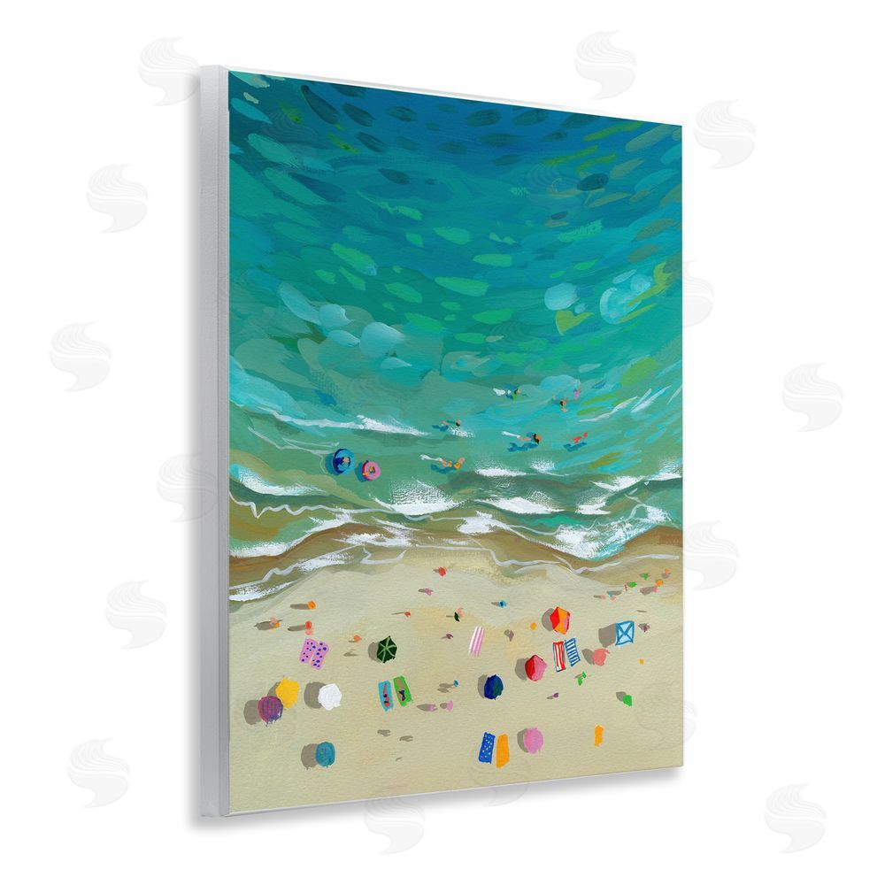 Brook Page Aerial Beachside with Umbrellas Wooden Wall Plaque Art Print
