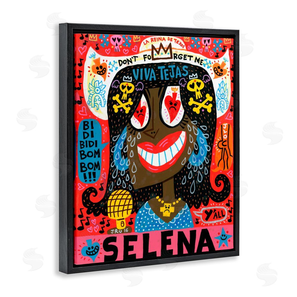 Jorge R. Gutierrez Selena Don't Forget Me Black Floating Frame Canvas Wall Art Print