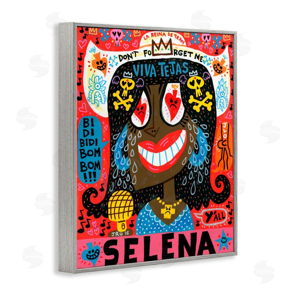 Jorge R. Gutierrez Selena Don't Forget Me Gray Framed Giclee Wall Art Print