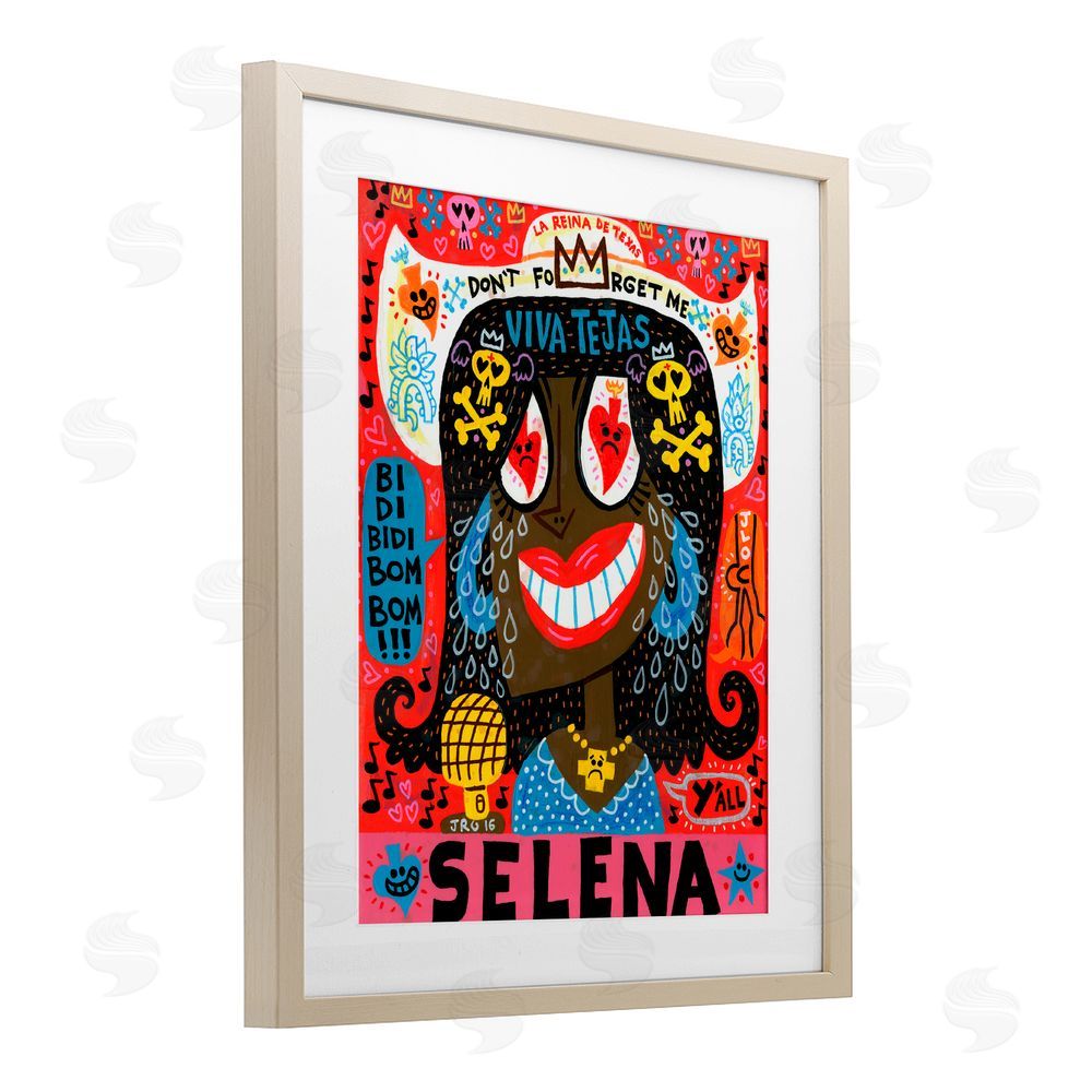 Jorge R. Gutierrez Selena Don't Forget Me Birch Framed Print Under Glass with White Mat Wall Art
