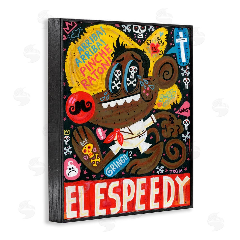 Jorge R. Gutierrez El Speedy Culture Collage Black Framed Giclee Wall Art Print