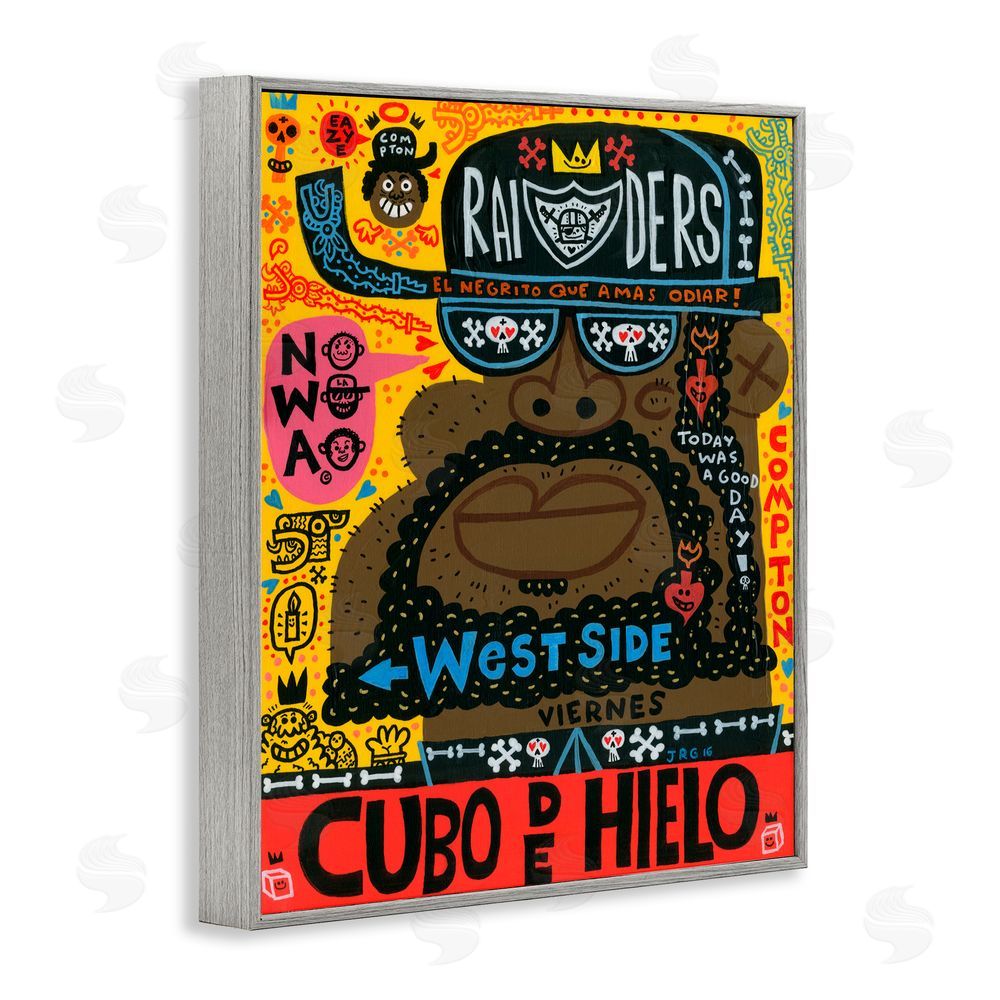 Jorge R. Gutierrez Iconic Hip Hop Collage Portrait Gray Framed Giclee Wall Art Print