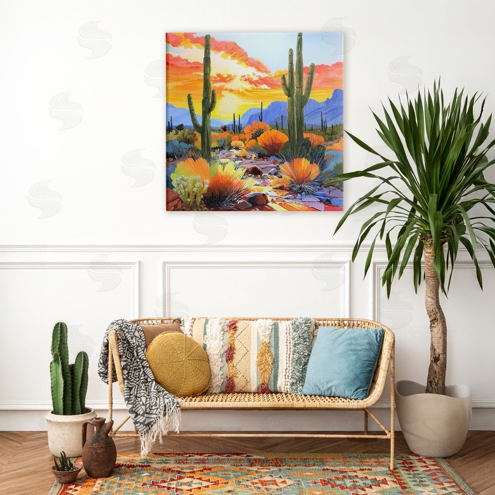 John Jaster Desert Splendor Cacti Stretched Canvas Wall Art in Room