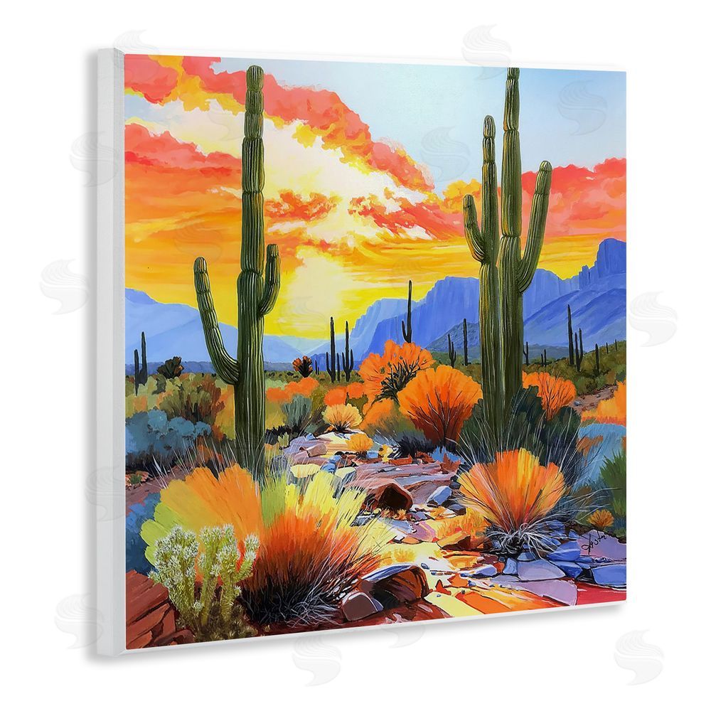 John Jaster Desert Splendor Cacti Wooden Wall Plaque Art Print