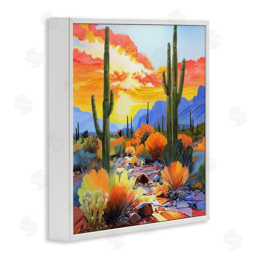 John Jaster Desert Splendor Cacti White Framed Giclee Wall Art Print