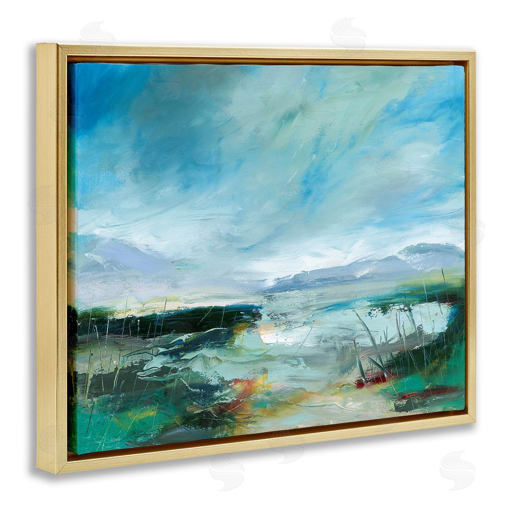 Lesley Birch Days By The Loch Gold Floating Frame Canvas Wall Art Print