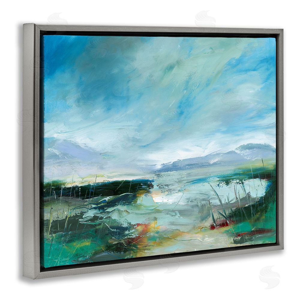 Lesley Birch Days By The Loch Gray Floating Frame Canvas Wall Art Print