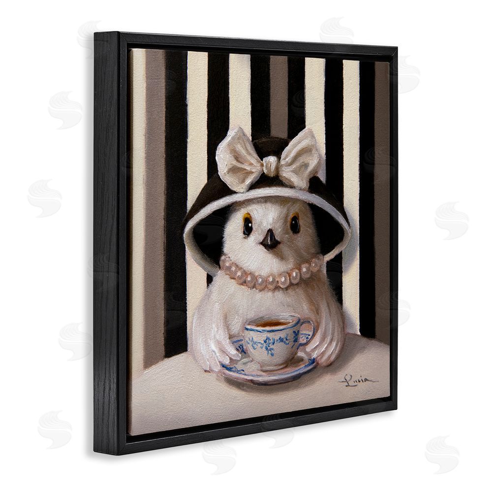 Lucia Heffernan Chic Fashionable Chick & Teacup Black Floating Frame Canvas Wall Art Print