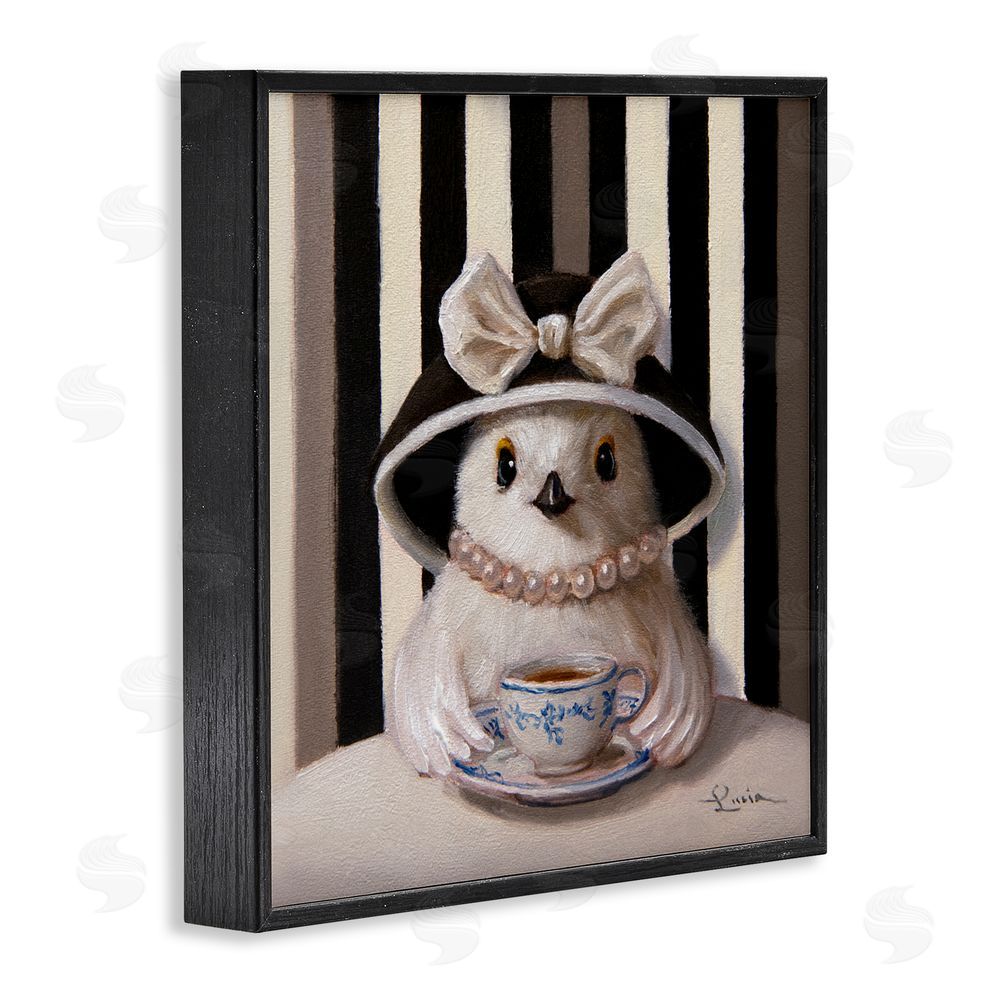 Lucia Heffernan Chic Fashionable Chick & Teacup Black Framed Giclee Wall Art Print
