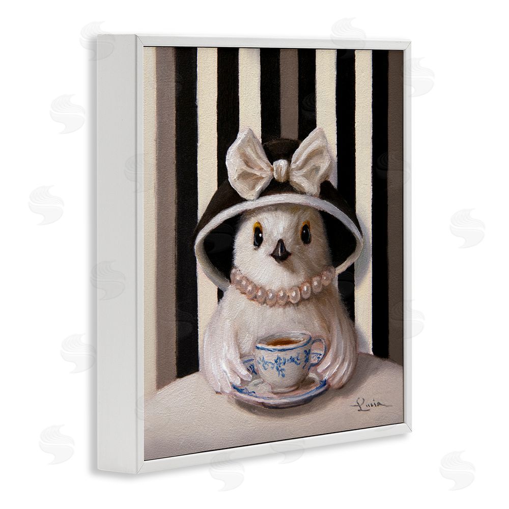 Lucia Heffernan Chic Fashionable Chick & Teacup White Framed Giclee Wall Art Print