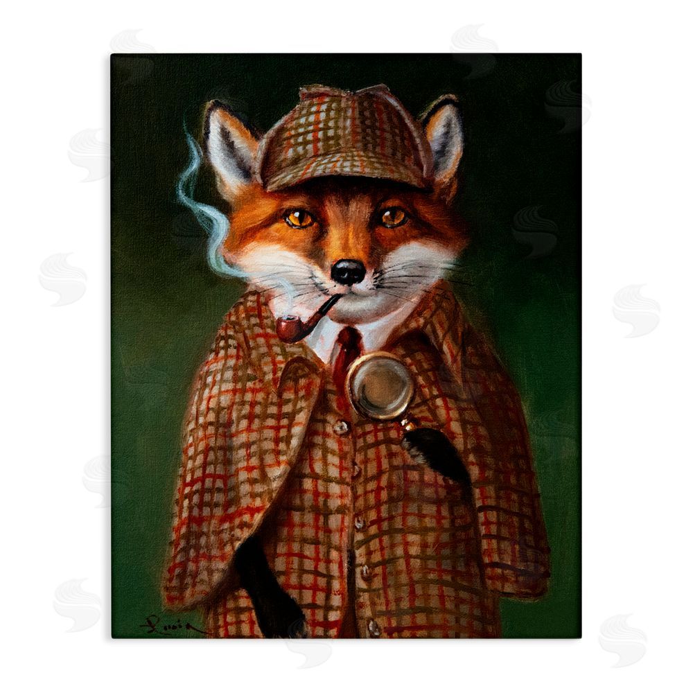 Lucia Heffernan Detective Fox with Pipe Canvas Wall Art Print