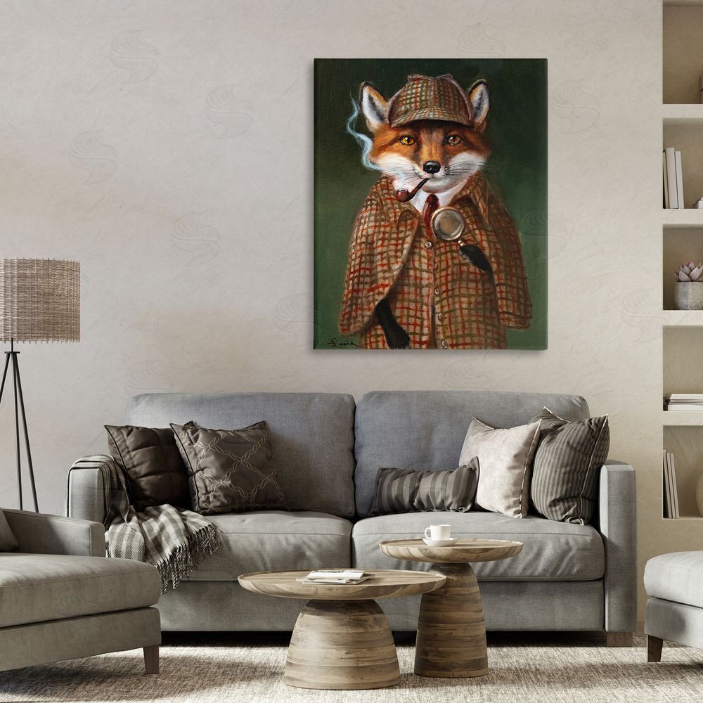 Lucia Heffernan Detective Fox with Pipe Canvas Art on Wall