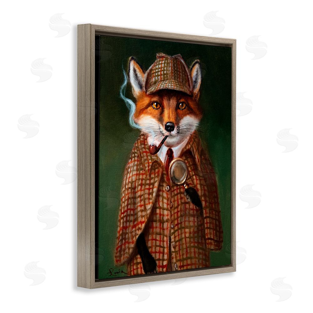 Lucia Heffernan Detective Fox with Pipe Brown Floating Frame Canvas Wall Art Print