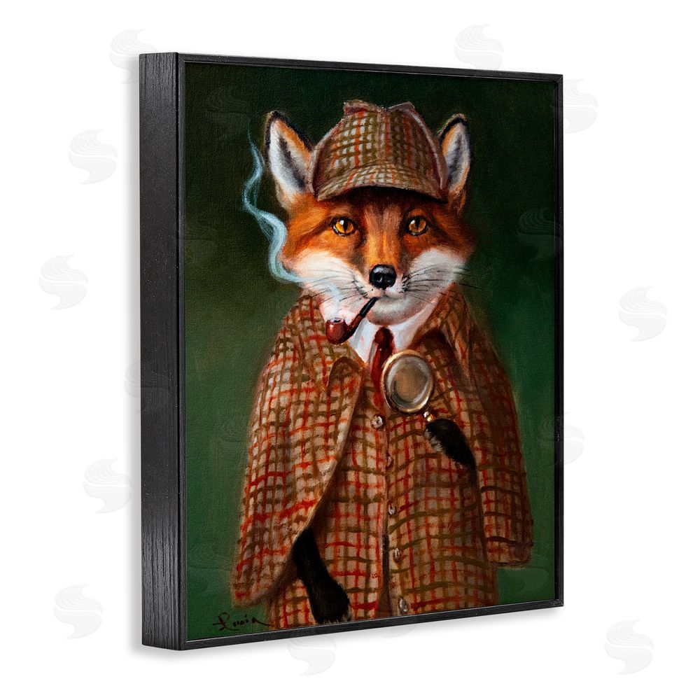 Lucia Heffernan Detective Fox with Pipe Black Framed Giclee Wall Art Print