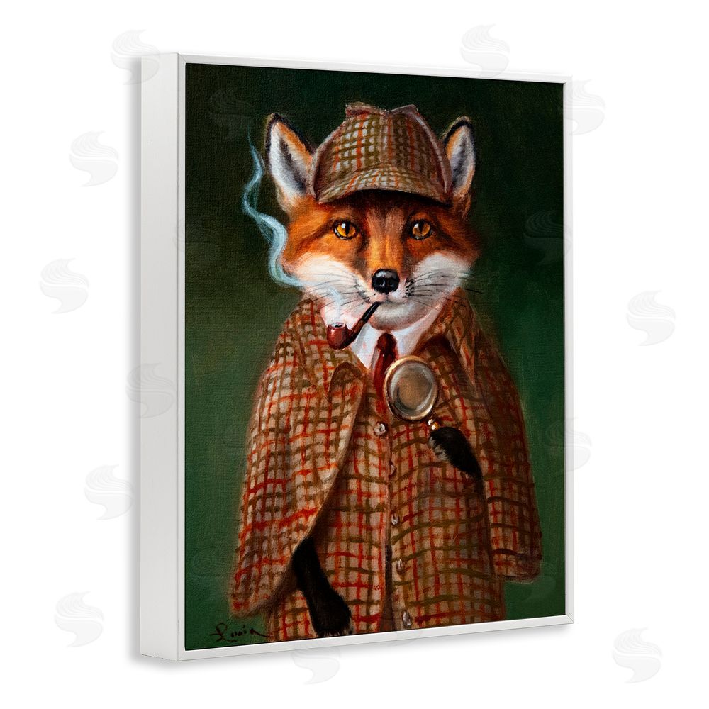 Lucia Heffernan Detective Fox with Pipe White Framed Giclee Wall Art Print