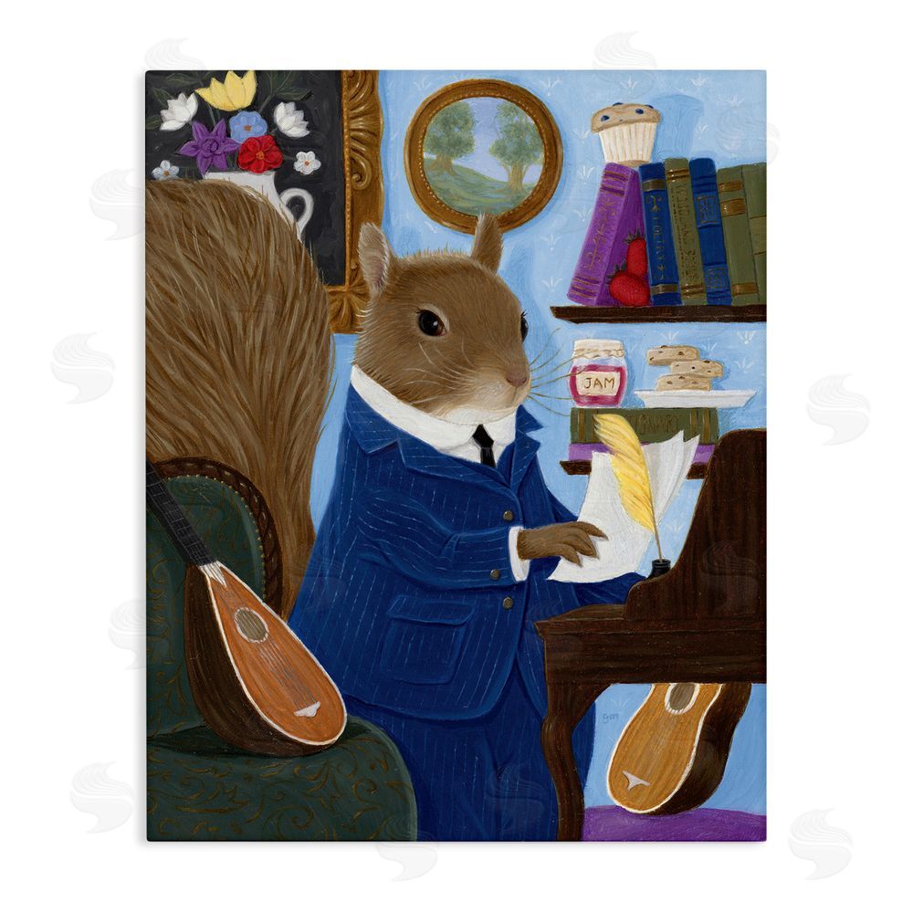 Gina Matarazzo Gentleman Squirrel Composing Stretched Canvas Wall Art Print
