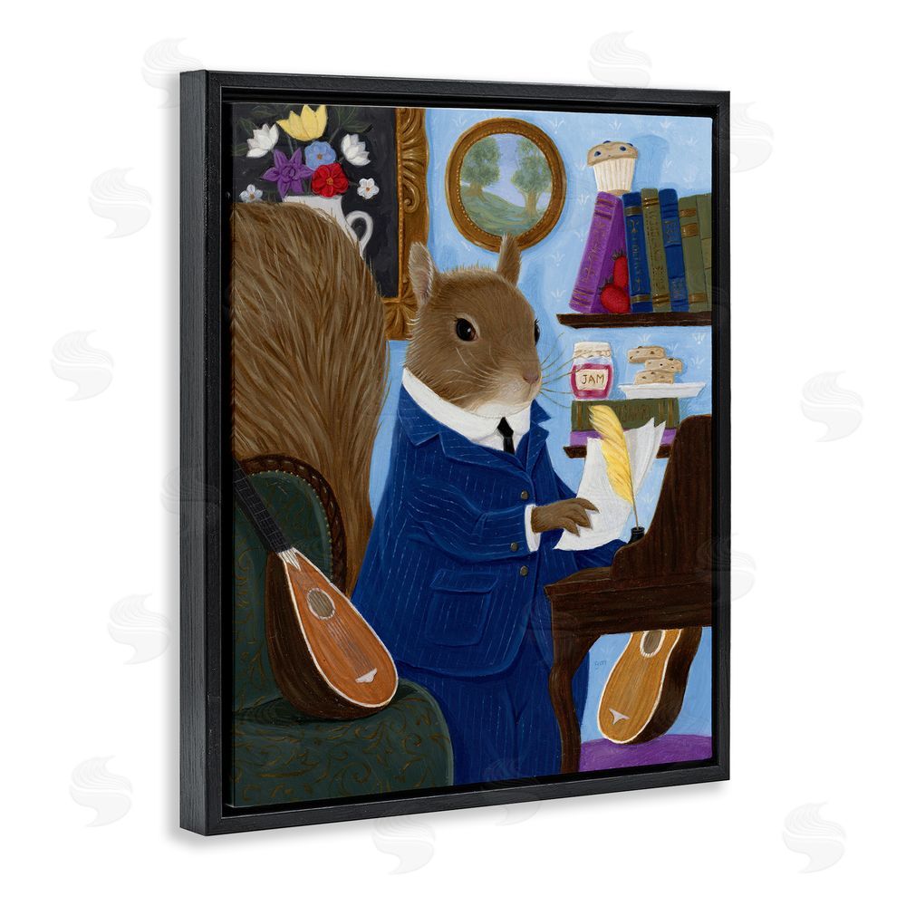 Gina Matarazzo Gentleman Squirrel Composing Black Floating Frame Canvas Wall Art Print