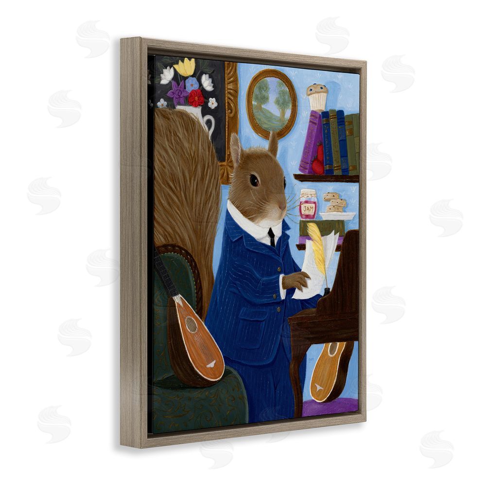 Gina Matarazzo Gentleman Squirrel Composing Brown Floating Frame Canvas Wall Art Print