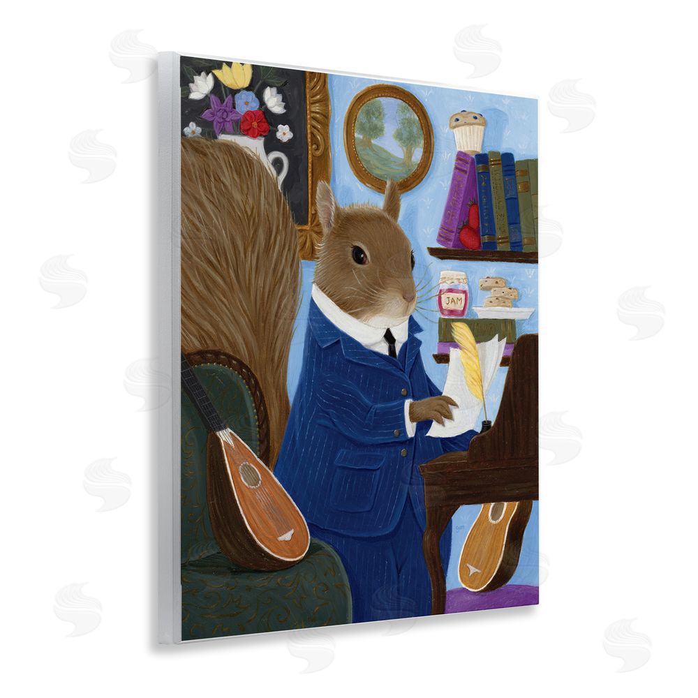 Gina Matarazzo Gentleman Squirrel Composing Wooden Wall Plaque Art Print