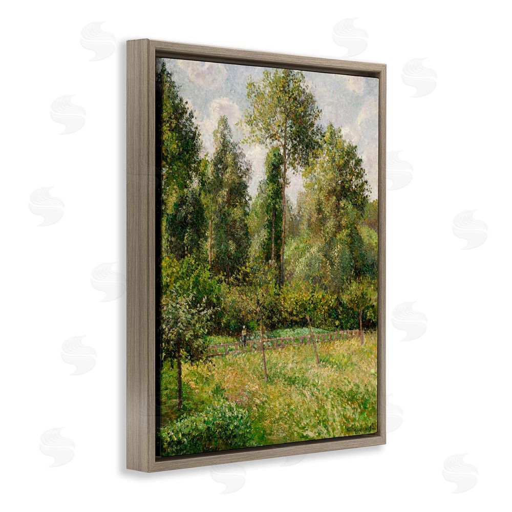 Camille Pissarro Poplars Classic Landscape Brown Floating Frame Canvas Wall Art Print