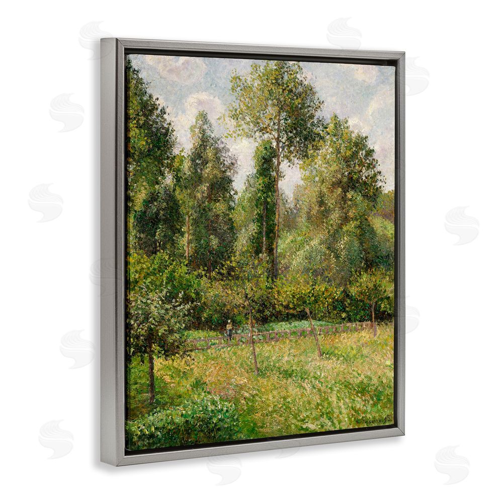 Camille Pissarro Poplars Classic Landscape Gray Floating Frame Canvas Wall Art Print