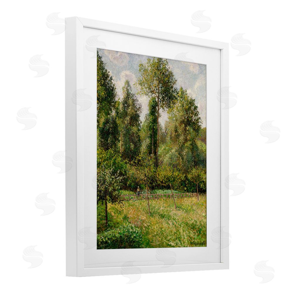 Camille Pissarro Poplars Classic Landscape White Framed Print Under Glass Wall Art