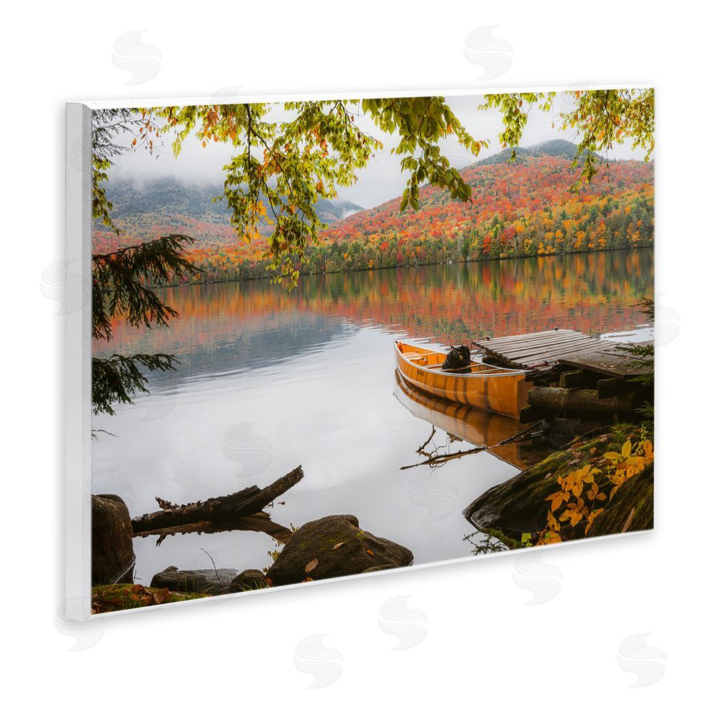 Jonathan Zaharek Calm Foliage & Boat Dock Wall Plaque Art Print