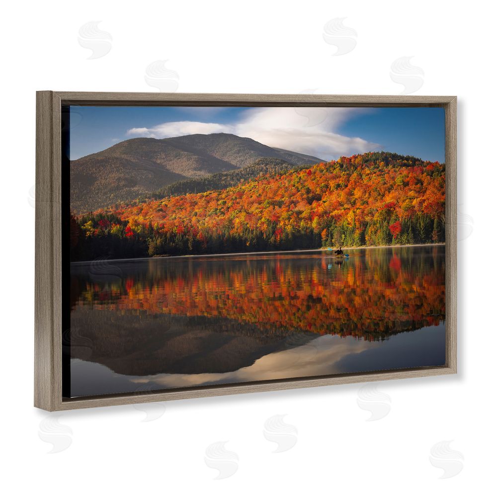 Jonathan Zaharek Reflecting Autumn Foliage Brown Floating Frame Canvas Wall Art Print